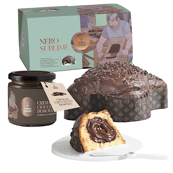 Colomba Nero Sublime Fiasconaro - con Crema al Cioccolato di Modica da spalmare - 1Kg