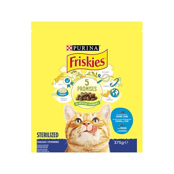 Friskies Croccantini per Gatti Sterilizzati Salmone - Tonno e Verdure - 375gr