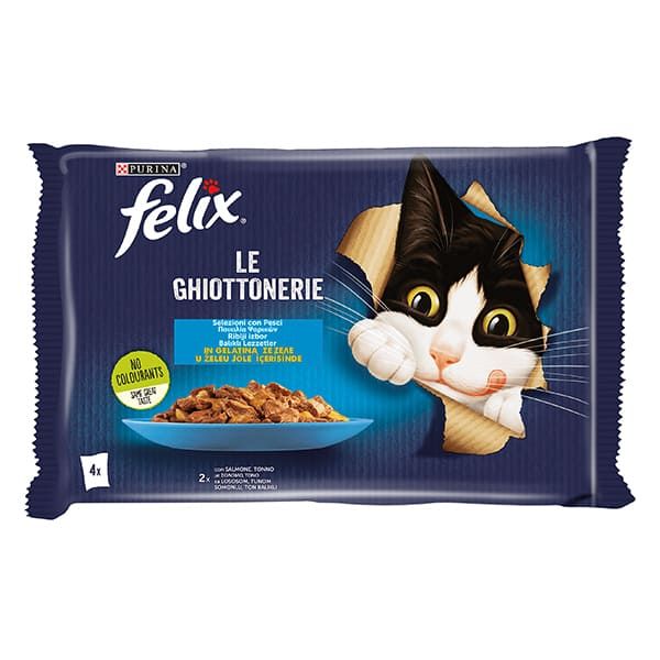 Felix Gatto Le Ghiottonerie - con Salmone e Tonno in Gelatina - 4x85gr