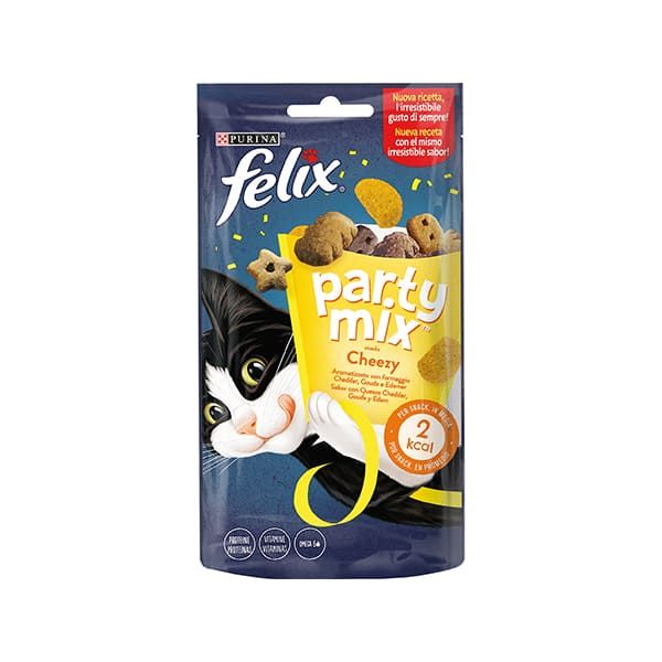 Felix Party Mix Gatto Snack Cheezy Mix formaggio Cheddar - Gouda e Edamer 60 Gr