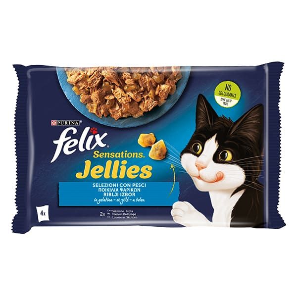 Felix Sensations Jellies - Selezione con Pesci Salmone e Trota - 4x85 g
