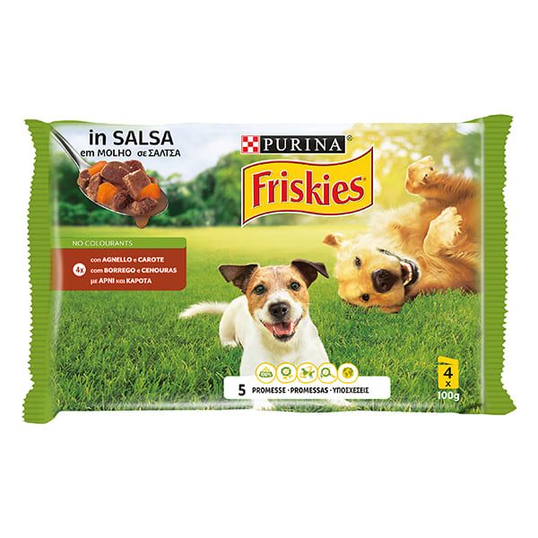 Friskies Cane - Bocconi in salsa con Agnello e Carote - 4x100gr