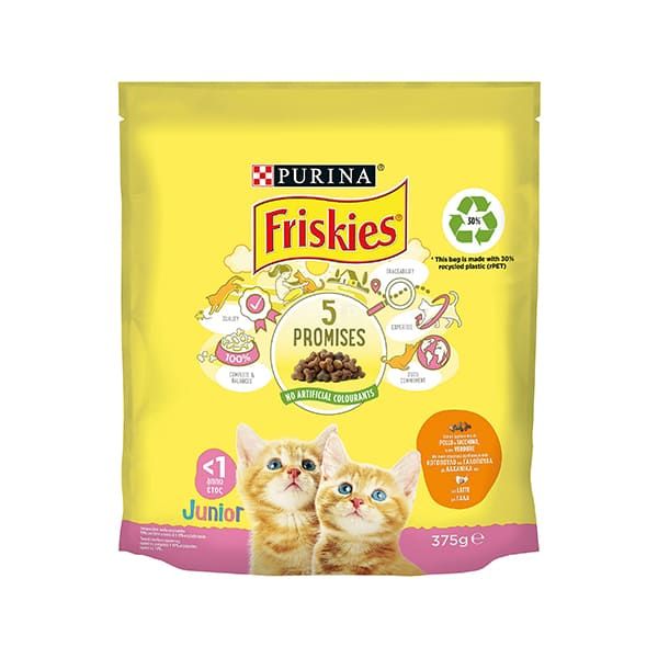 Friskies Crocchette per Gatti Junior con Pollo e Tacchino - Latte e Verdure - 375gr