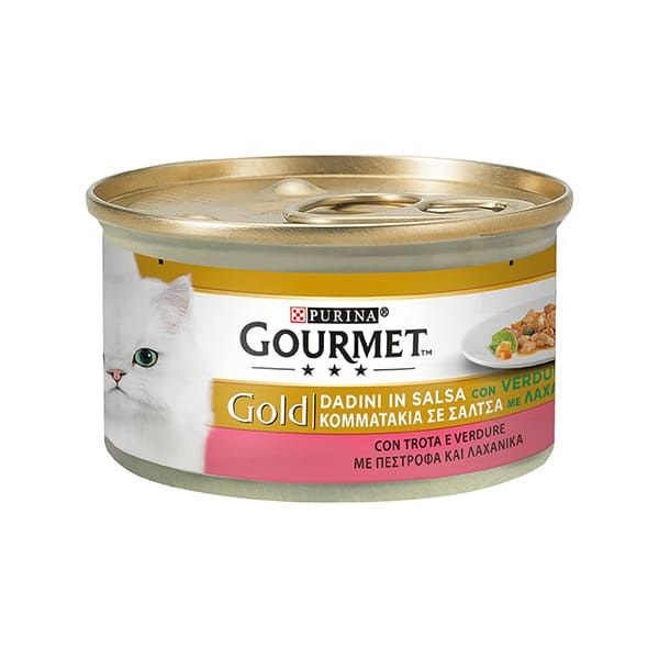 Gourmet Gold Gatto - Dadini in Salsa con Verdure e Trota - 85gr