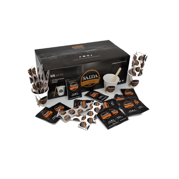 Kit Caffe Bicchierini palettine e zucchero di Saida Gusto Espresso da 100 pezzi