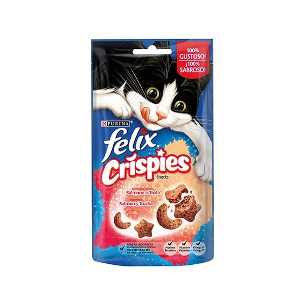 Purina Felix Crispies per Gatto - Snack con Salmone e Trota - 45gr