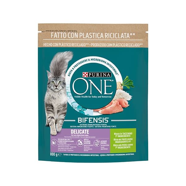 Purina One Delicate per Gatti - ricco in Tacchino - Bifensis 800gr