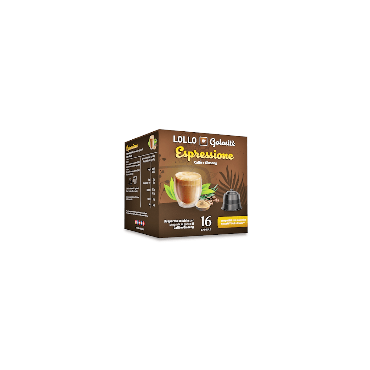 Caffè al Ginseng, Capsule compatibili con macchine Nescafè Dolce Gusto, Lollo Caffè, 16 pezzi
