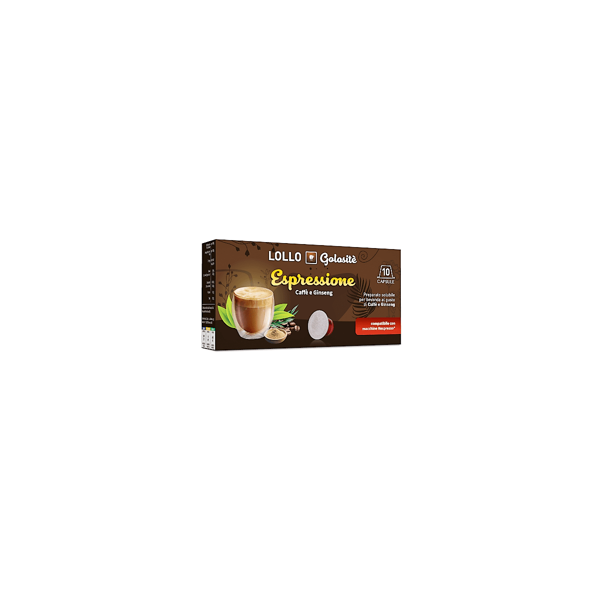 Caffè al Ginseng, Capsule Lollo Caffè Compatibili Nespresso, 10 pezzi