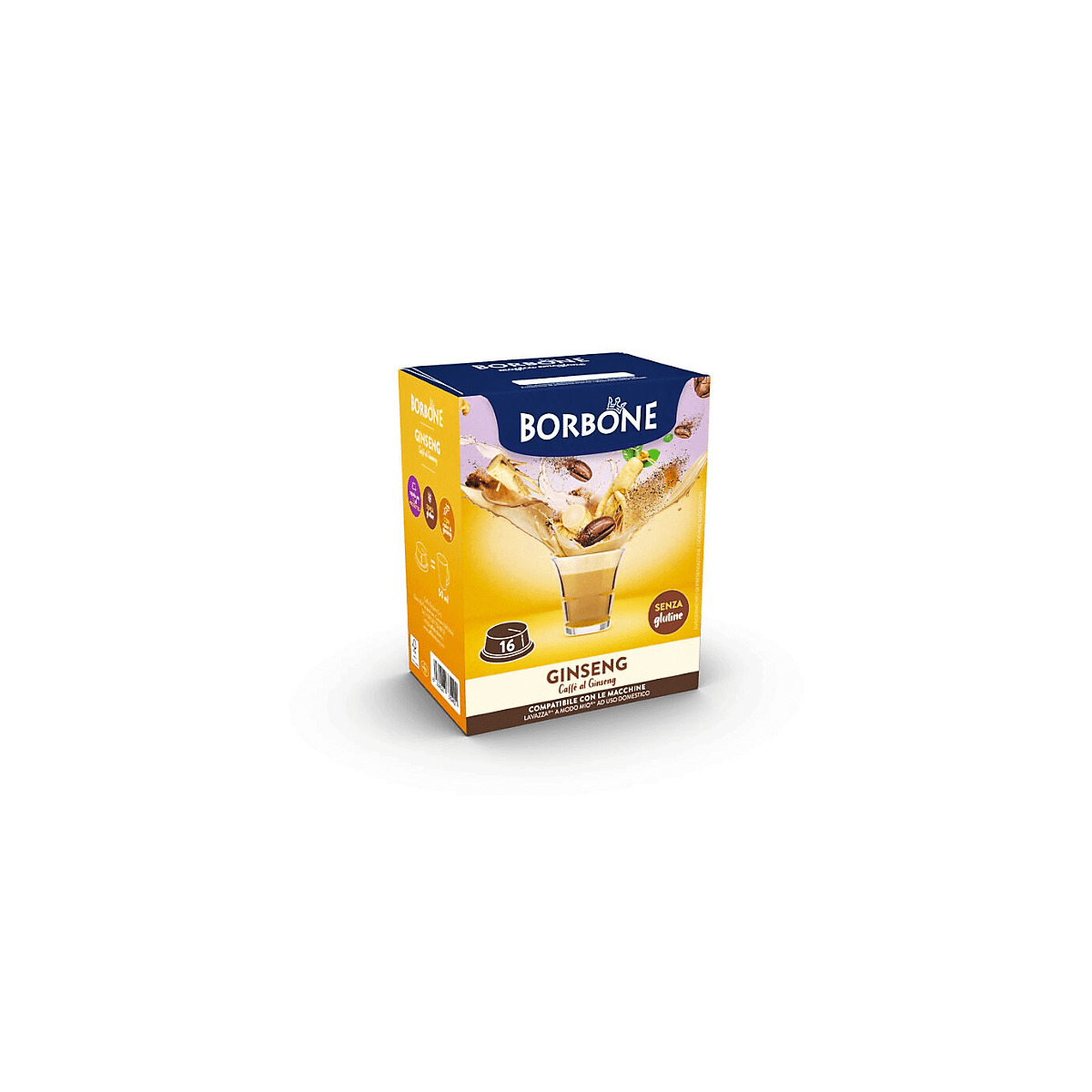 Caffè al ginseng solubile di Caffè Borbone in capsule compatibili A Modo Mio, 16 pezzi