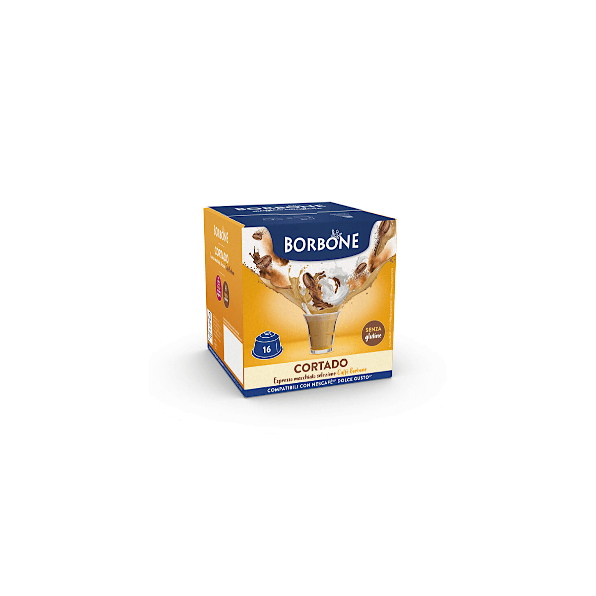 Caffè Cortado, Capsule Compatibili con Dolce Gusto, Caffè Borbone, 16 pezzi