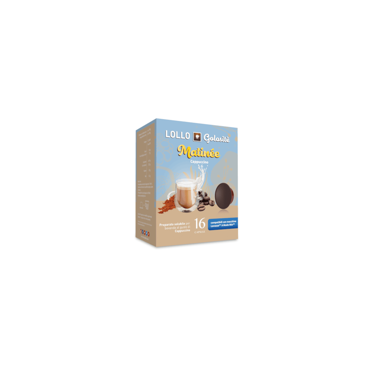 Cappuccino solubile, Capsule Lollo Caffè Compatibili A Modo Mio, 16 pezzi