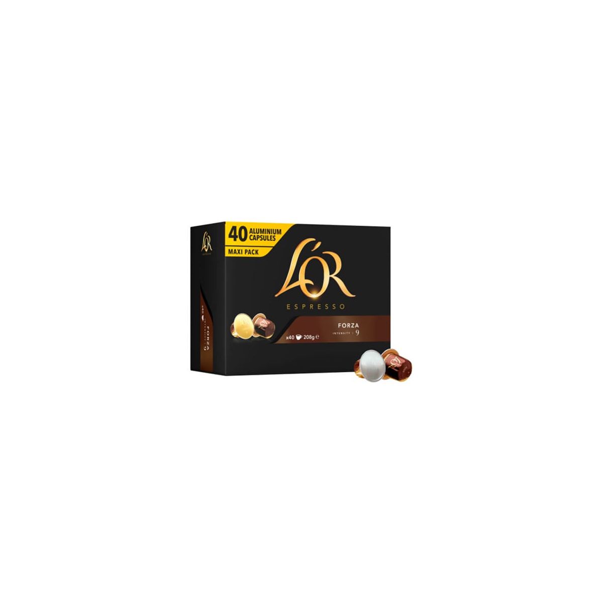 Capsule LOR in alluminio, Espresso Forza, compatibili con Nespresso