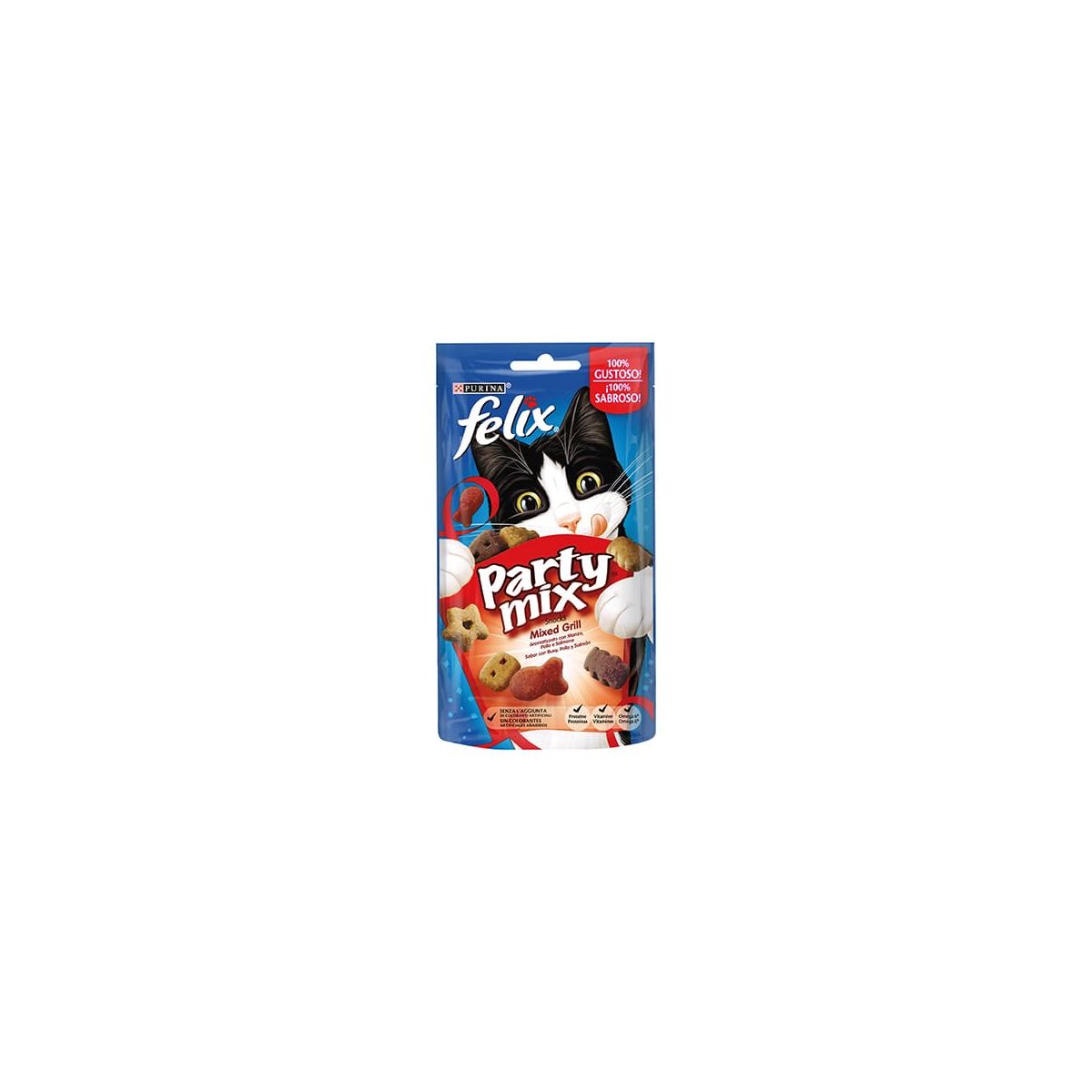 Felix Party Mix Gatto Mixed Grill Manzo, Pollo e Salmone, 60 Gr