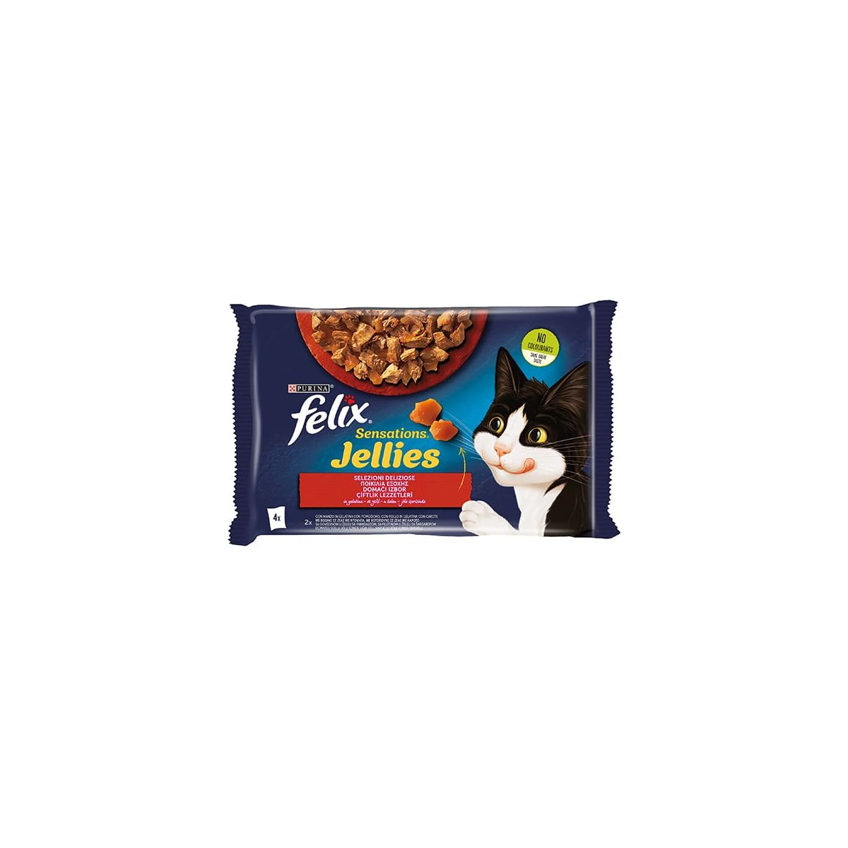 FELIX SENSATIONS Jellies Manzo e Pomodoro - Pollo e carote 4x85 Gr