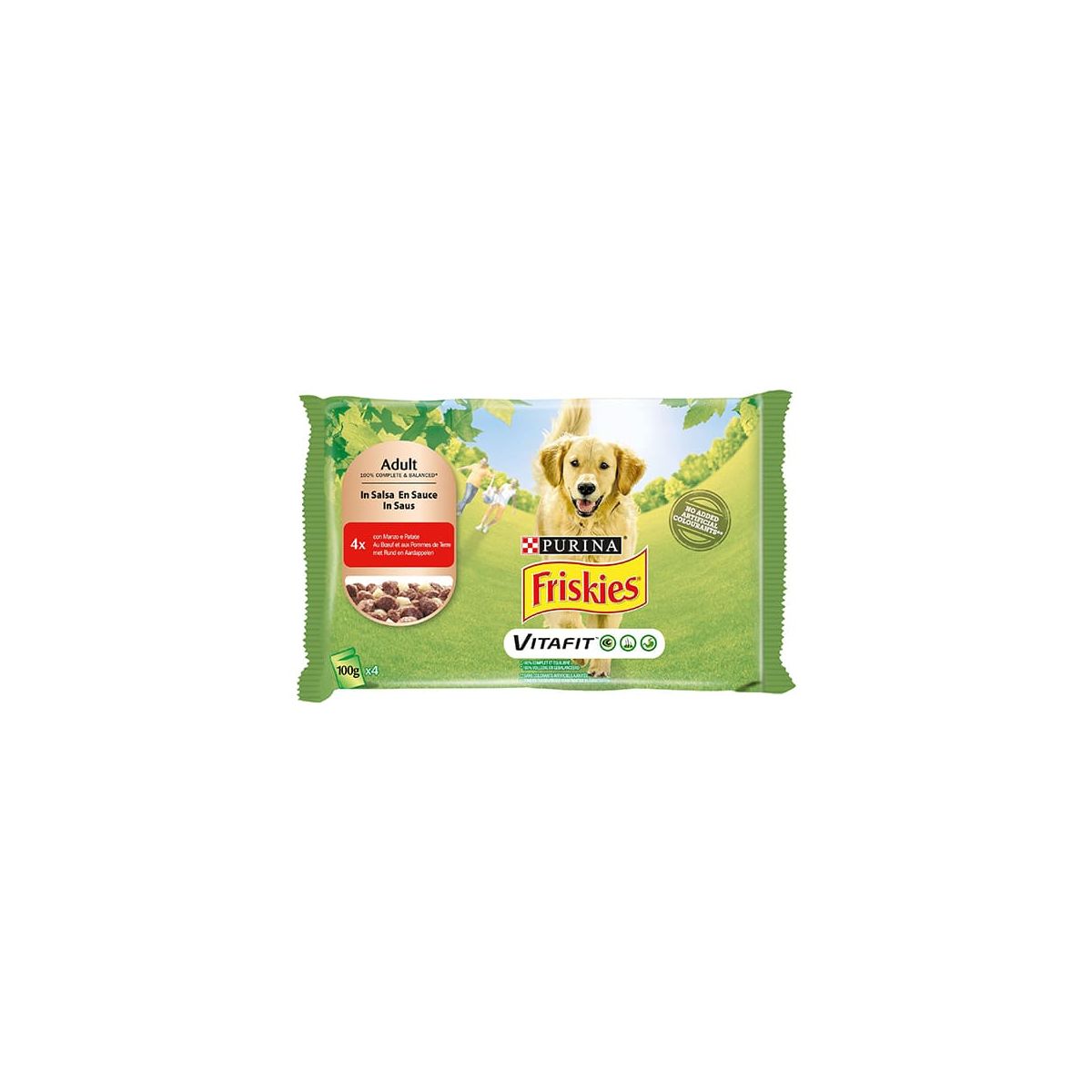 Friskies Cane, Bocconi in salsa con Manzo e Patate, 4x100gr