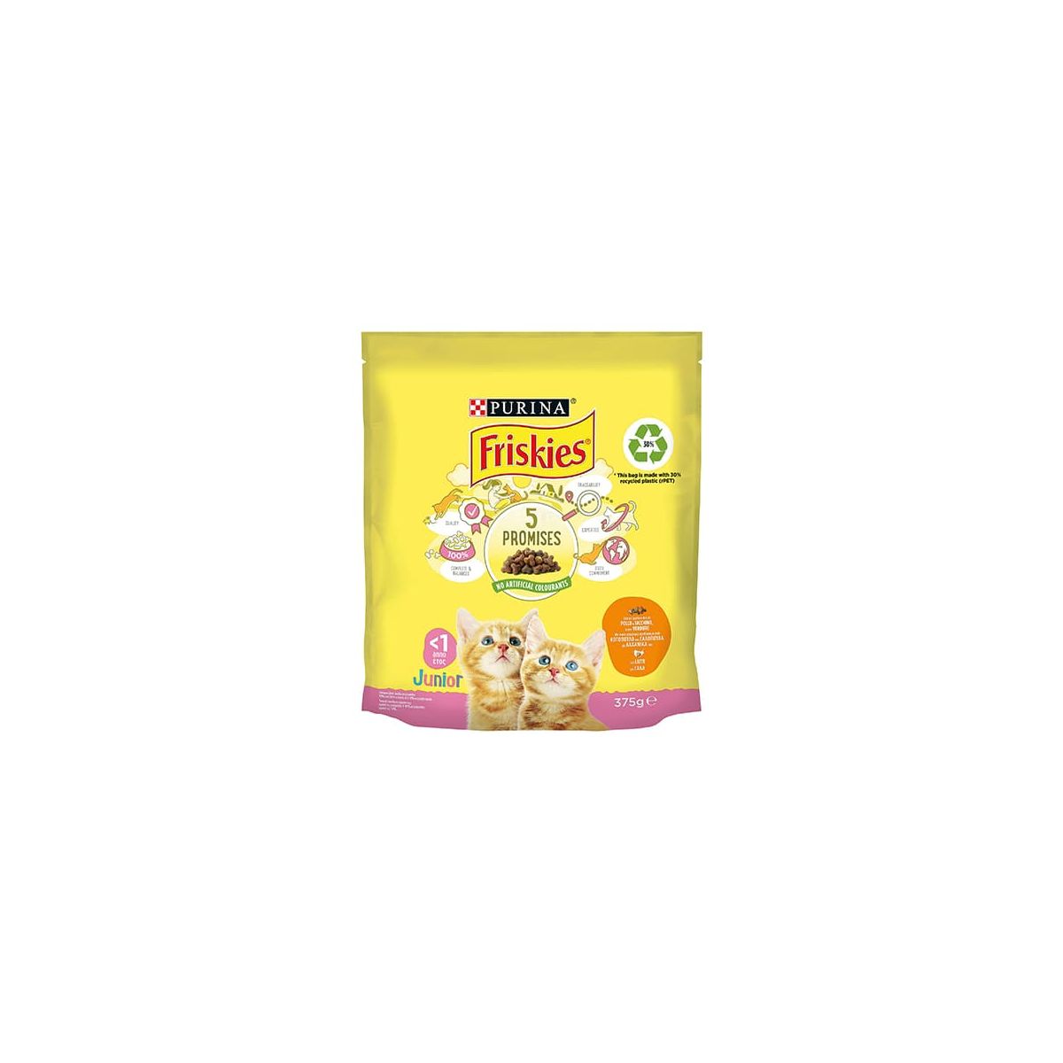 Friskies Crocchette per Gatti Junior con Pollo e Tacchino, Latte e Verdure, 375gr