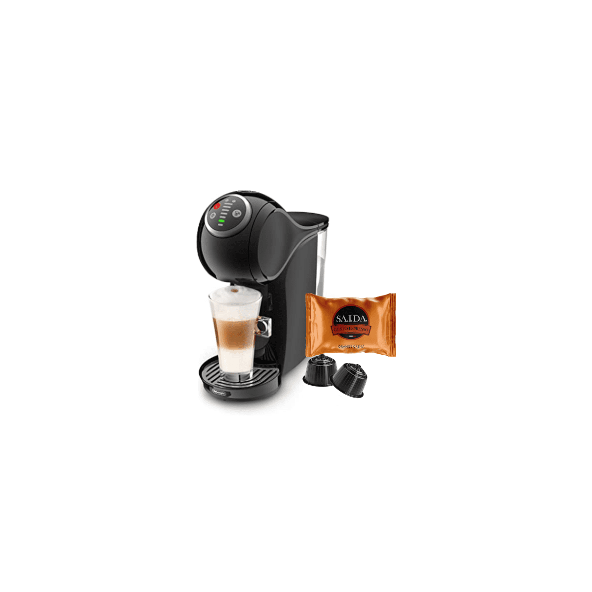 Genio S Plus Nescafe Dolce Gusto De Longhi, colore nero + 60 Capsule Saida Orange Crema