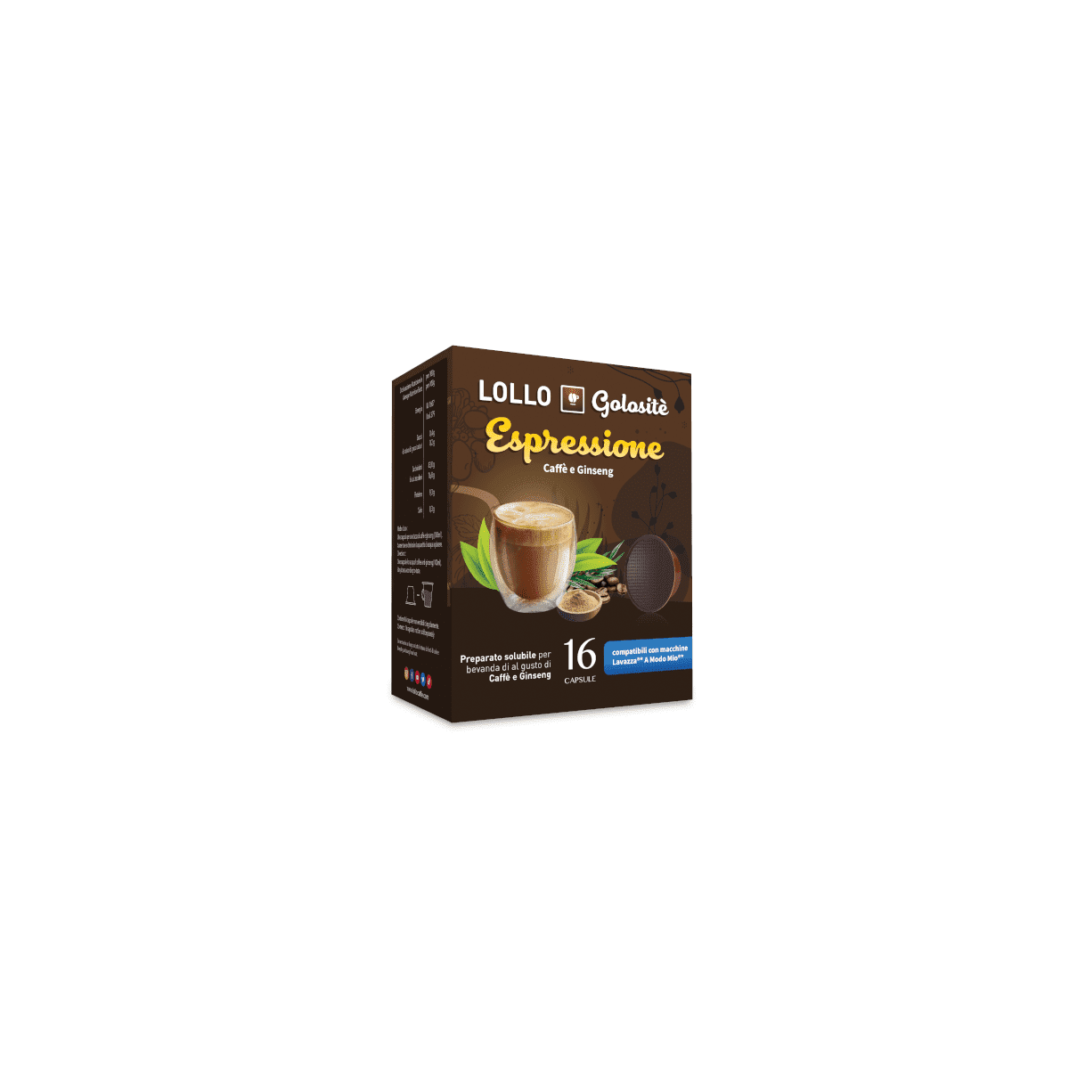 Ginseng Solubile, Capsule Lollo Caffè Compatibili A Modo Mio, 16 pezzi