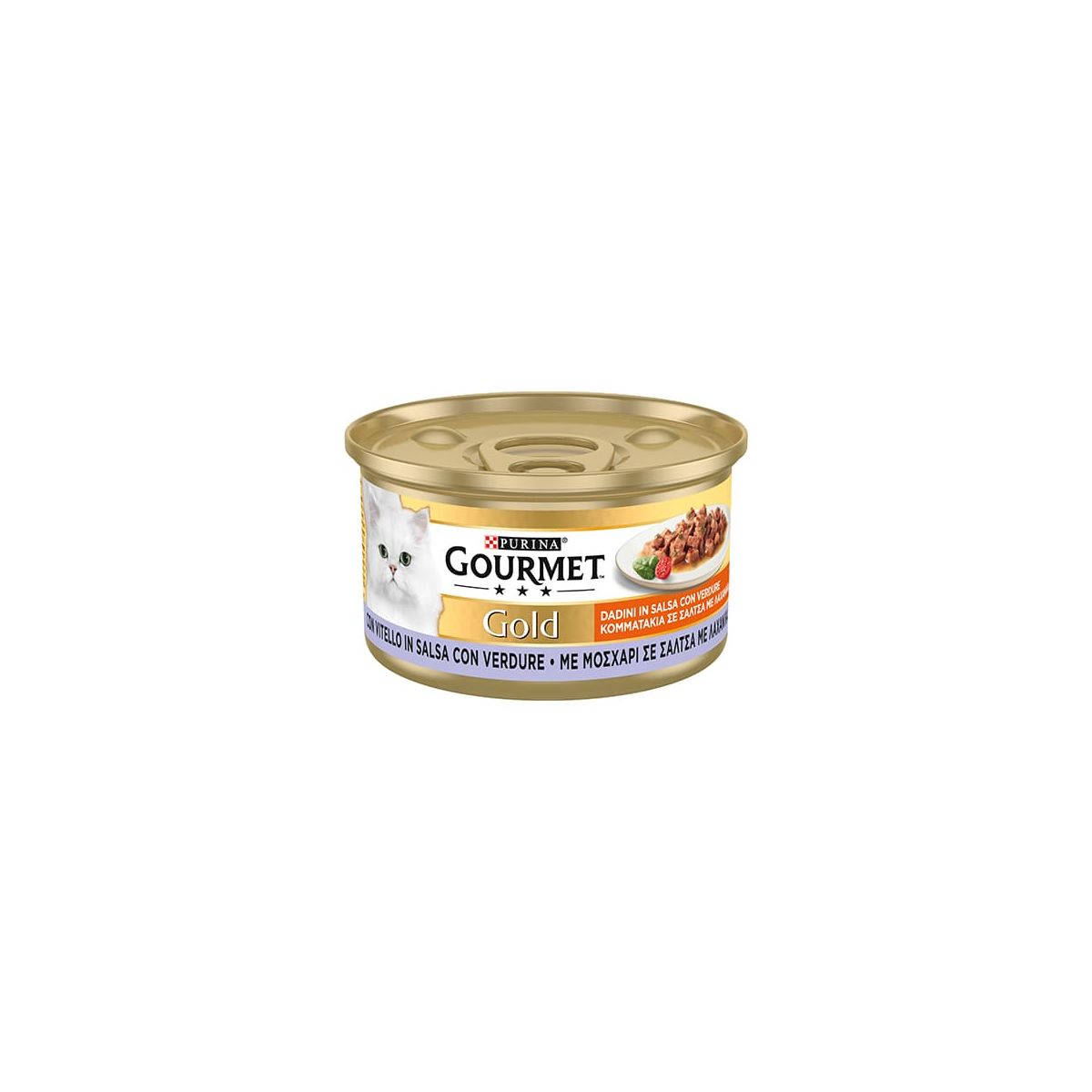 Gourmet Gold, Dadini con Vitello in Salsa con Verdure per Gatti, 85gr