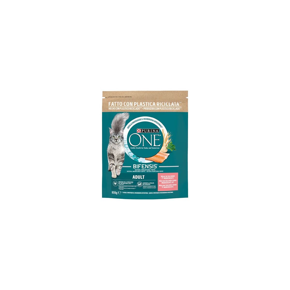 Purina One Adult per Gatti, con Salmone e Cereali Integrali, Bifensis 800 Gr