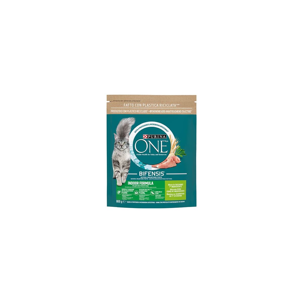 Purina One Indoor Formula per Gatti, ricco in Tacchino, Bifensis 800gr
