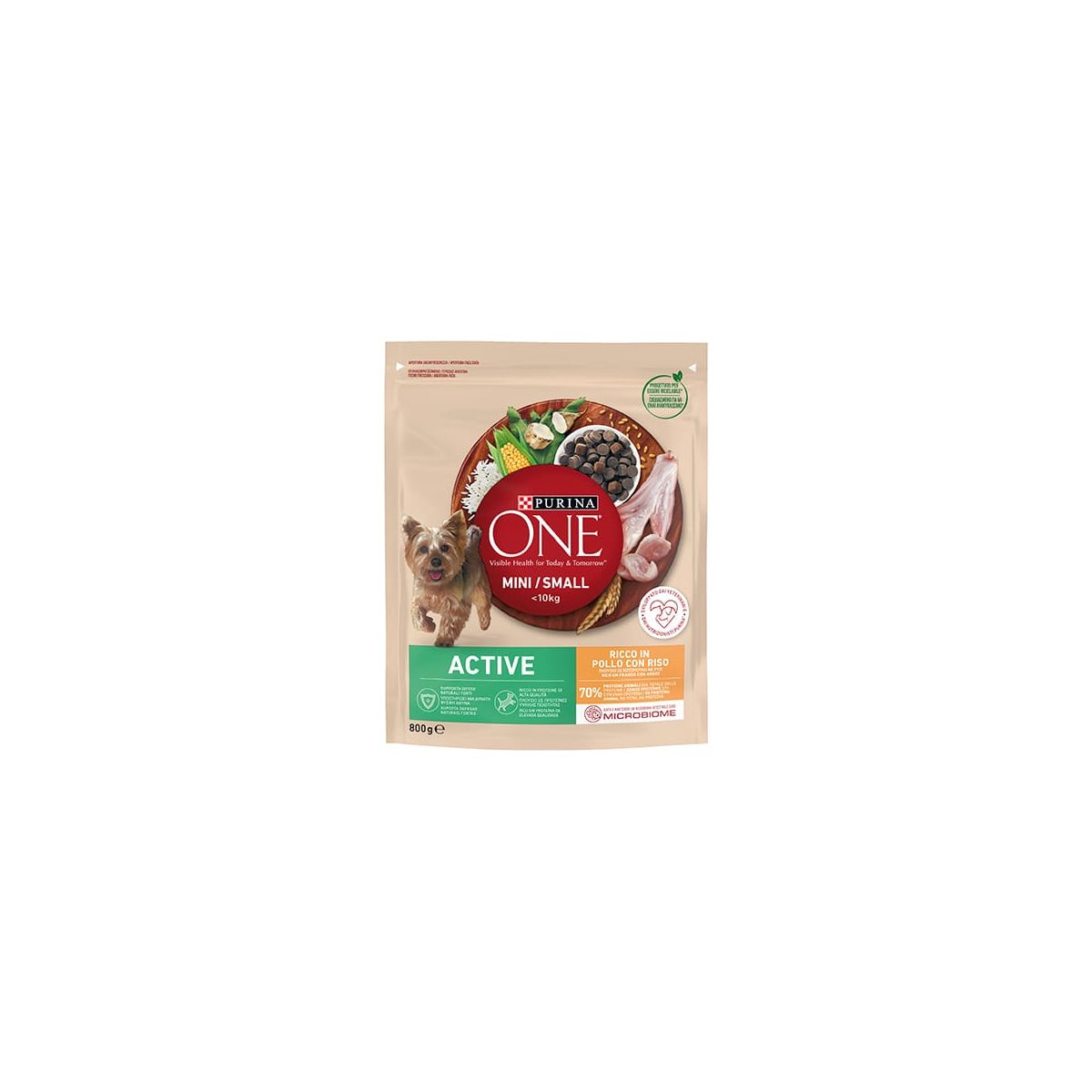 Purina ONE Mini Dog < 10kg - Active Pollo con Riso 800 Gr.