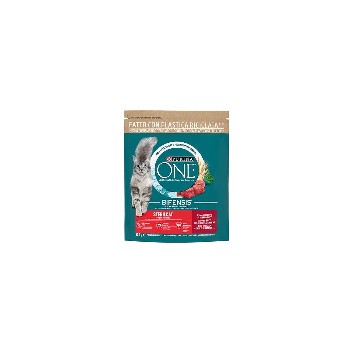 Purina One Sterilcat per Gatti, con Manzo e Frumento, Bifensis 800 Gr