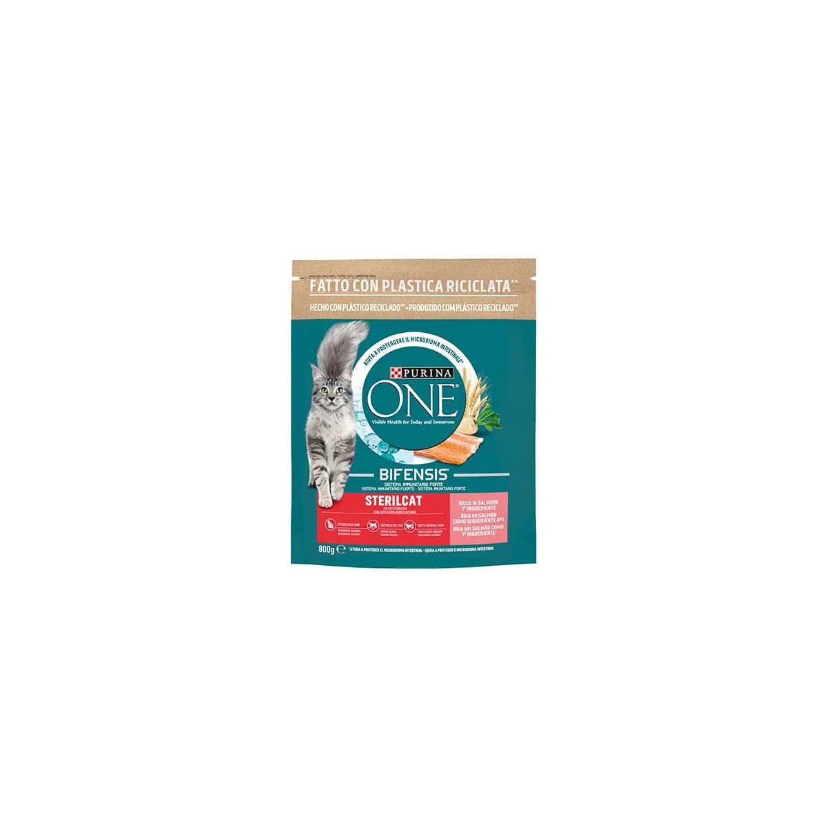Purina One Sterilcat per Gatti sterilizzati, con Salmone e Frumento, Bifensis 800 Gr